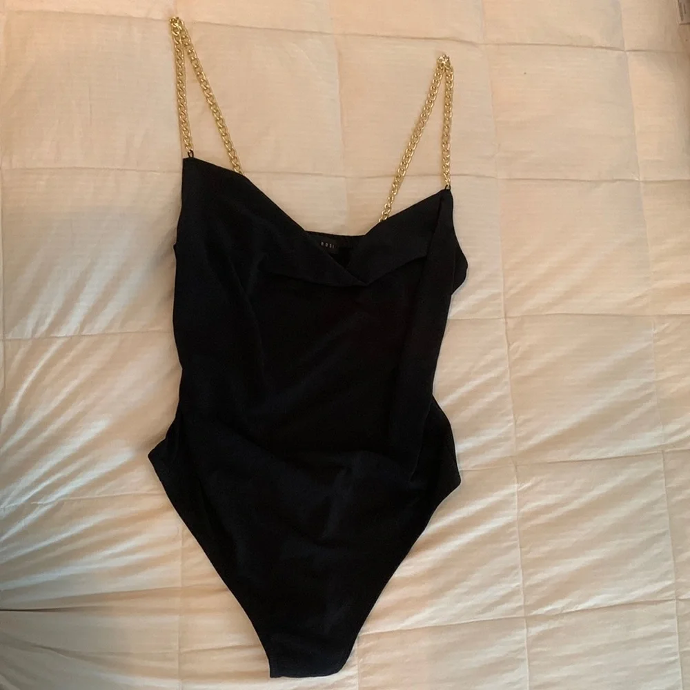 Black Chain-Strap Bodysuit